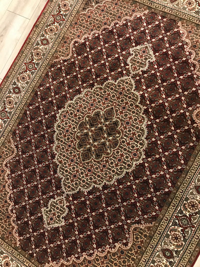 India Tabriz Mahi Hand Knotted Wool & Silk 5x7