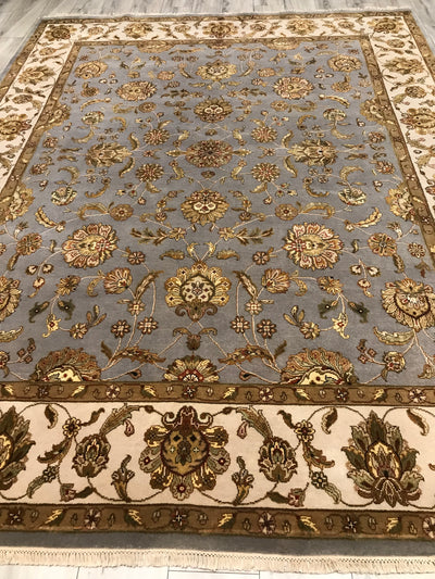 India Jaipur Hand Knotted Wool & Silk 8x10