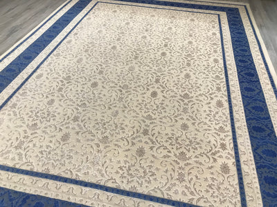 India Transitional Hand Knotted Wool & Silk 9x12