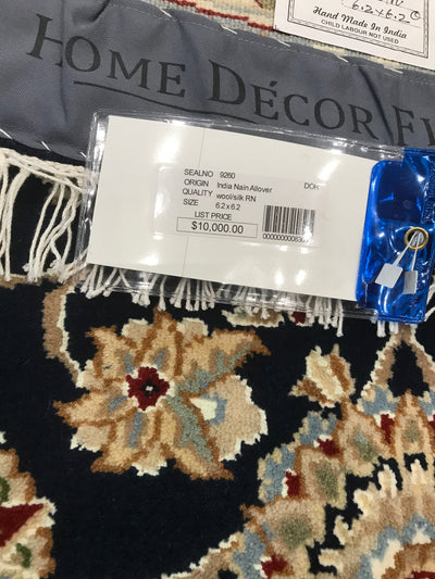 India Nain Hand Knotted Wool & Silk 6x6