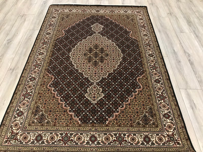 India Tabriz Mahi Hand Knotted Wool & Silk 5x7