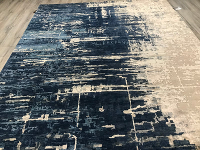 India Contemporary HDFR Hand Knotted Wool & Silk 8x10