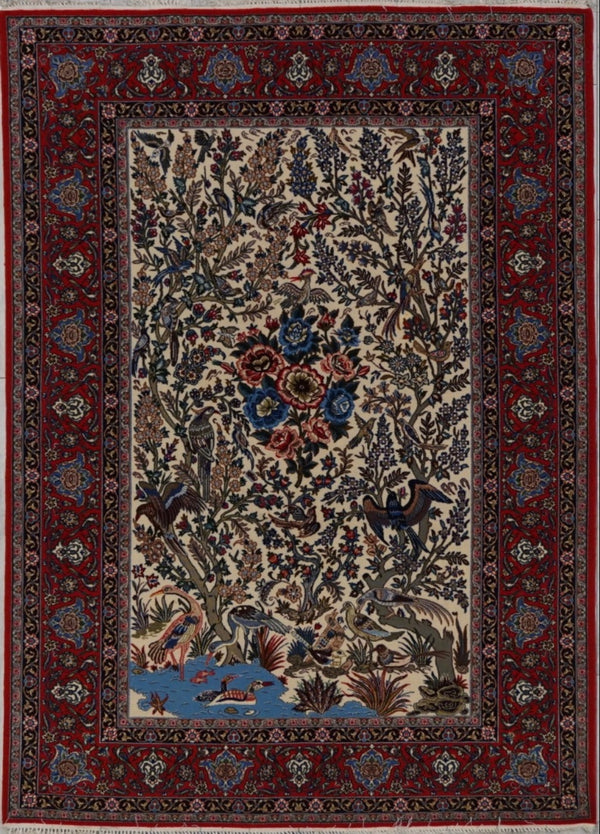Persian Esfahan Hand Hand knotted Wool & silk  5x7