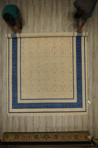 India Transitional Hand Knotted Wool & Silk 9x12