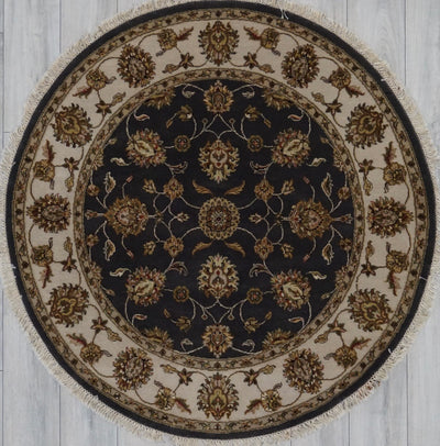 India Jaipur Hand Knotted Wool & Silk  5x5