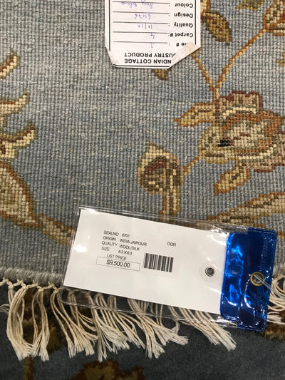 India Jaipur Hand Knotted Wool & Silk 6x6