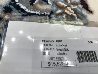 India Nain 6x9 Hand Knotted Wool & Silk 6x9