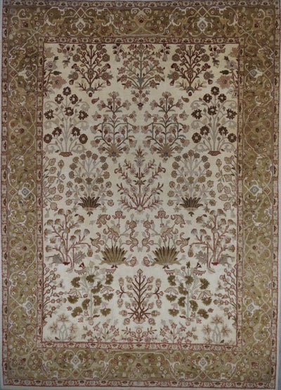 India Tabriz Hand Knotted Wool 9x12
