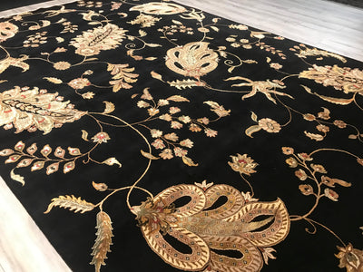 India Transitional Hand Knotted Wool & Silk 10x14