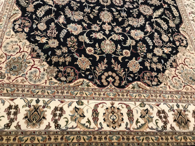 India Nain Hand Knotted Wool & Silk 9x12