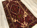 Persian old Heriz Hand Knotted Wool  3.9 x 7.6