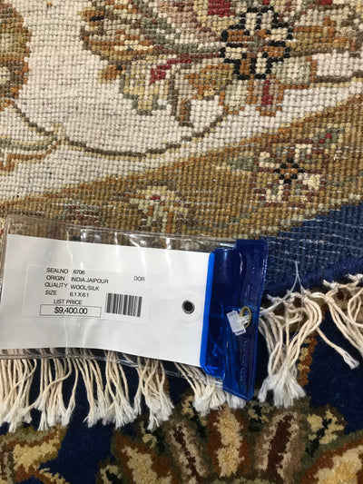 India Jaipur Hand Knotted Wool & Silk 6x6