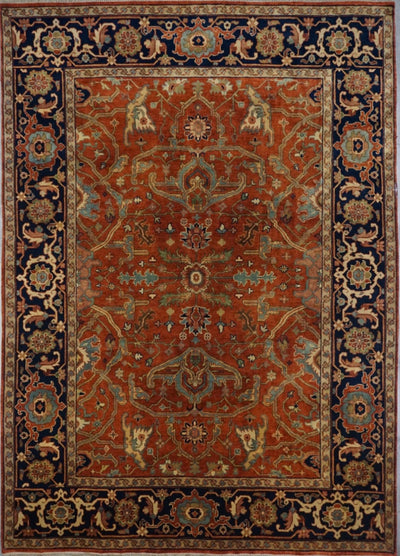 India Heriz Hand Knotted Wool 9x12