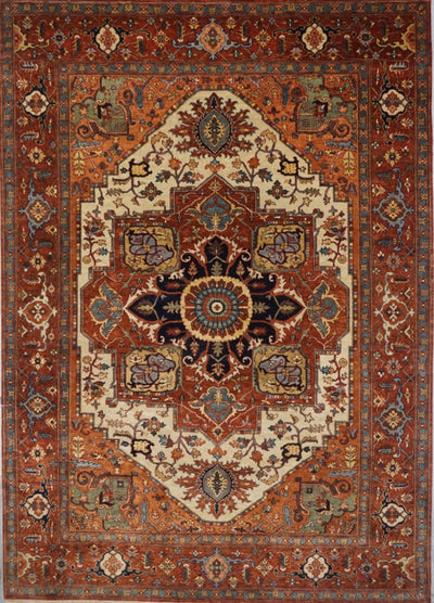 India Heriz Hand Knotted Wool 9x12