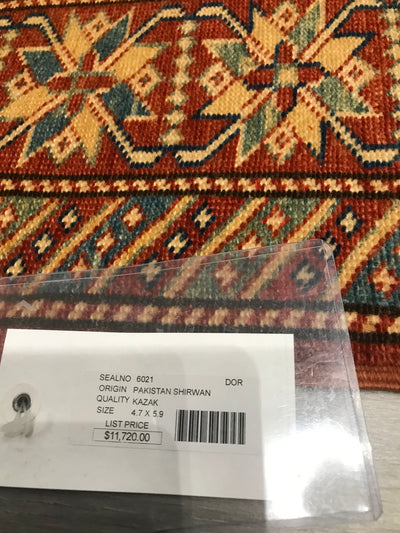 Pakistan Kazak Shirwan Hand Knotted Wool 5x7