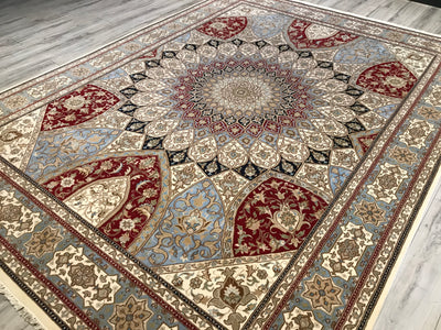 India Tabriz Gombad Hand Knotted Wool & Silk 9x12
