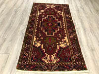 Persian old Heriz Hand Knotted Wool  3.9 x 7.6