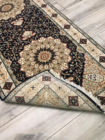 India Tabriz Hand Knotted Wool & Silk 3x14