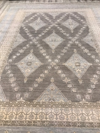 India Ottoman Hand Knotted Wool 9x12