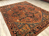 Persian Antique Serapi Hand Knotted Wool 8x11