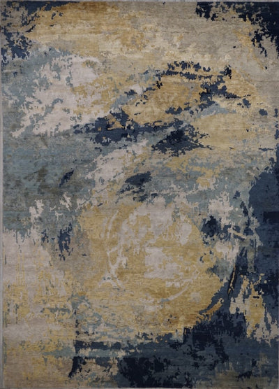 India HDFR Contemporary Hand Knotted Wool & Silk 9x12