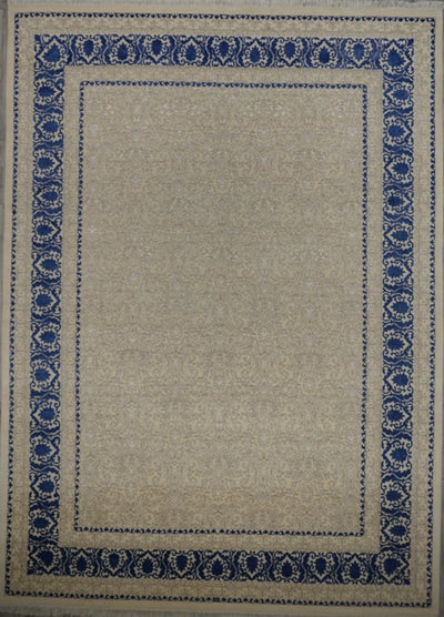 India Transitional Hand Knotted Wool & Silk 9x12