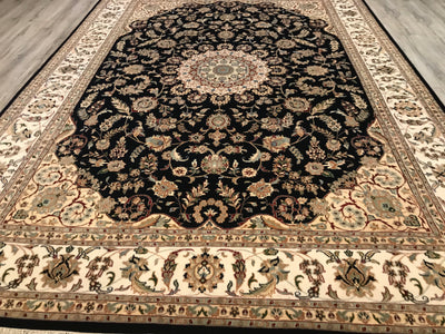 India Nain Hand Knotted Wool & Silk 9x12