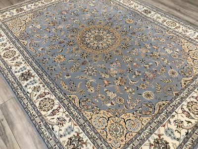 India Nain Hand Knotted Wool & Silk 8x10