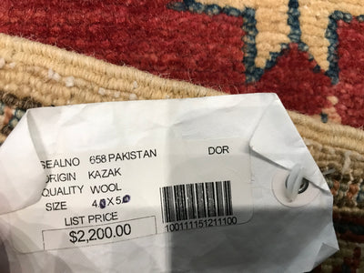 Pakistan Kazak Hand Knotted Wool 4x5