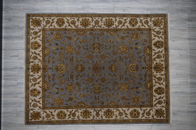 India Jaipur Hand Knotted Wool & Silk 8x10