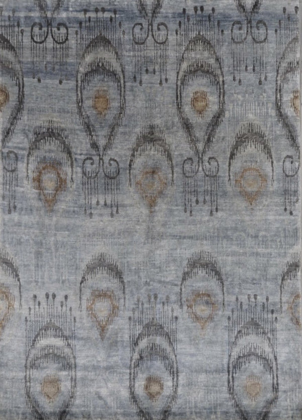 India Contemporary Hand knotted Wool & bamboo 8x19