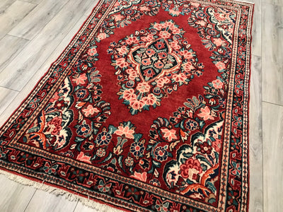 Old Persian Meshkabad Hand Knotted Wool 4.4 x 6.2