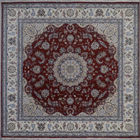 India Nain Hand Knotted Wool & silk 8x8 SQ