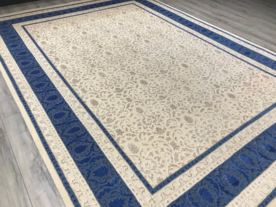 India Transitional Hand Knotted Wool & Silk 9x12