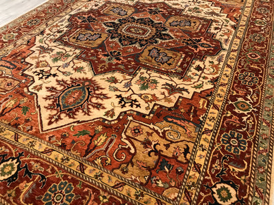 India Heriz Hand Knotted Wool 10x14