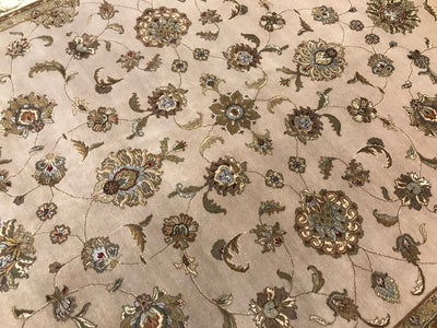 India Jaipur Hand Knotted Wool & Silk 9x12