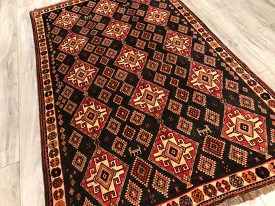 Old Persian Shiraz Hand Knotted Wool 5.2 x 8.4