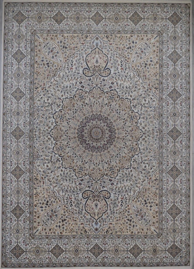India Tabriz Hand Knotted Wool & Silk 9x12