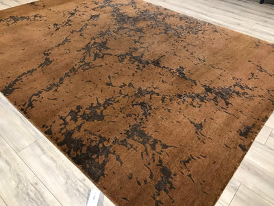 India Tibet Modern Hand Knotted Wool & Silk 9x12