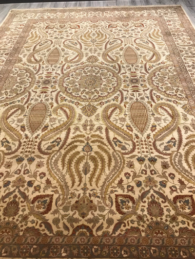 India Tabriz Hand Knotted Wool 9x12