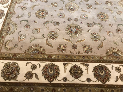 India Jaipur Hand Knotted Wool & Silk 9x12