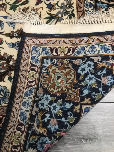 Persian Fine Isfahan Hand Knotted Wool & Silk On Silk 5x7