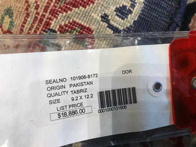 Pakistan Tabriz Hand Knotted  Wool 9x12