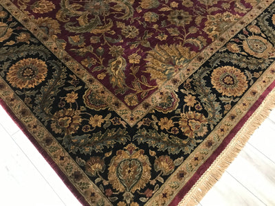 India Jaipur Hand Knotted Wool 9x12