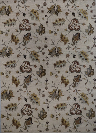 India Jaipur Hand Knotted Wool & Silk 8x10