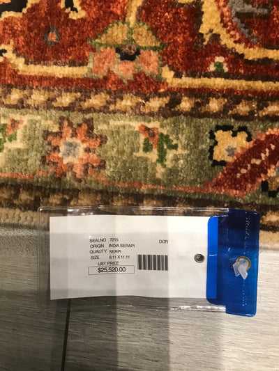 India Heriz Hand Knotted Wool 9x12