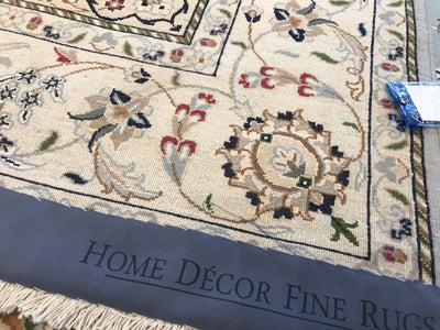 India Nain Hand Knotted Wool & Silk 6x 9