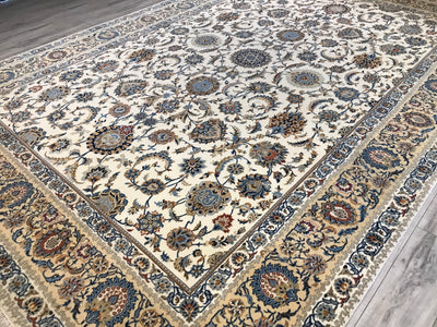 India Kashan Hand Knotted Wool & Silk 10x14