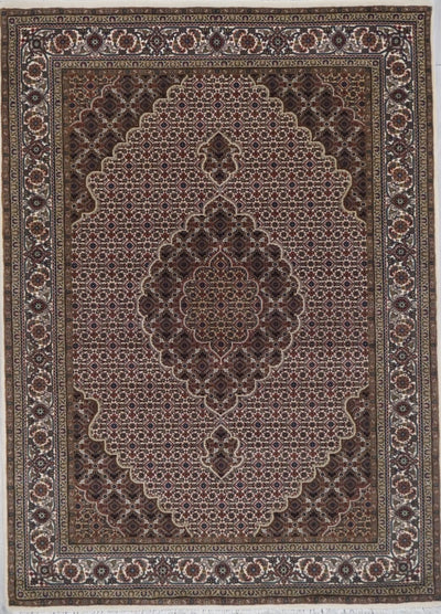 India Tabriz Hand Knotted Wool & silk 5x7