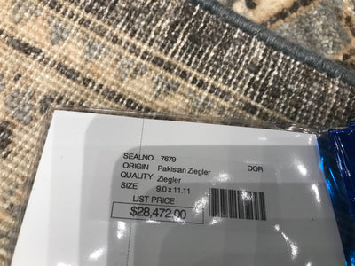 Pakistan Ziegler Hand Knotted Wool 9x12